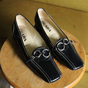 Prada Square Toe Vintage Kitten Heels Sz 38